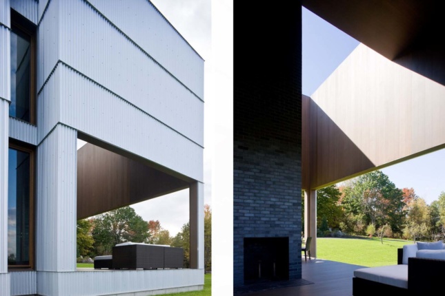 Detail shots of a vertically-oriented white facade