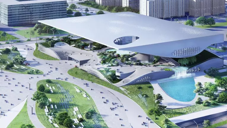 Rendering of Coop Himmelb(l)au's design for the Xingtai Science and Technology Museum