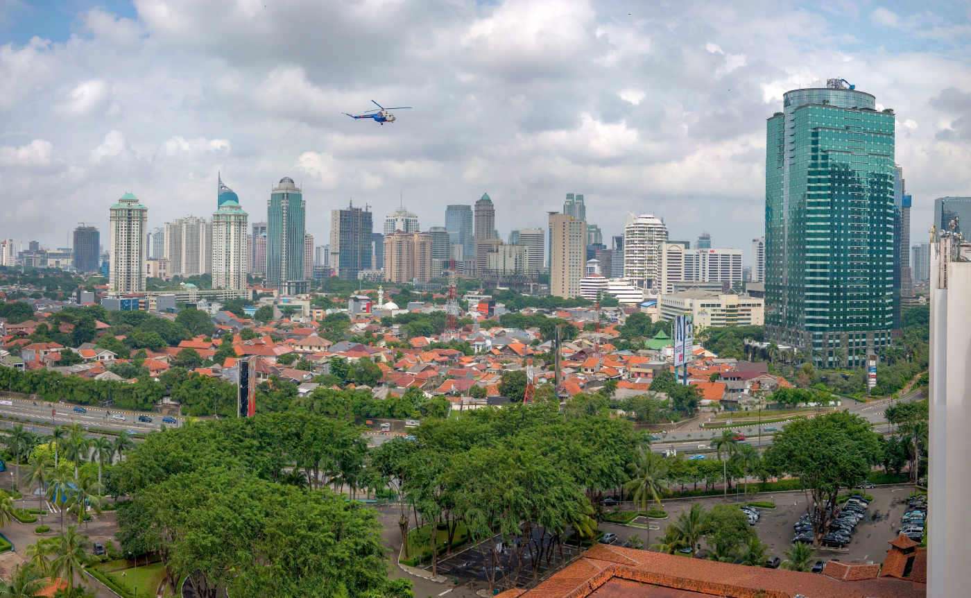 The skyline of Jakarta in cloudy weather