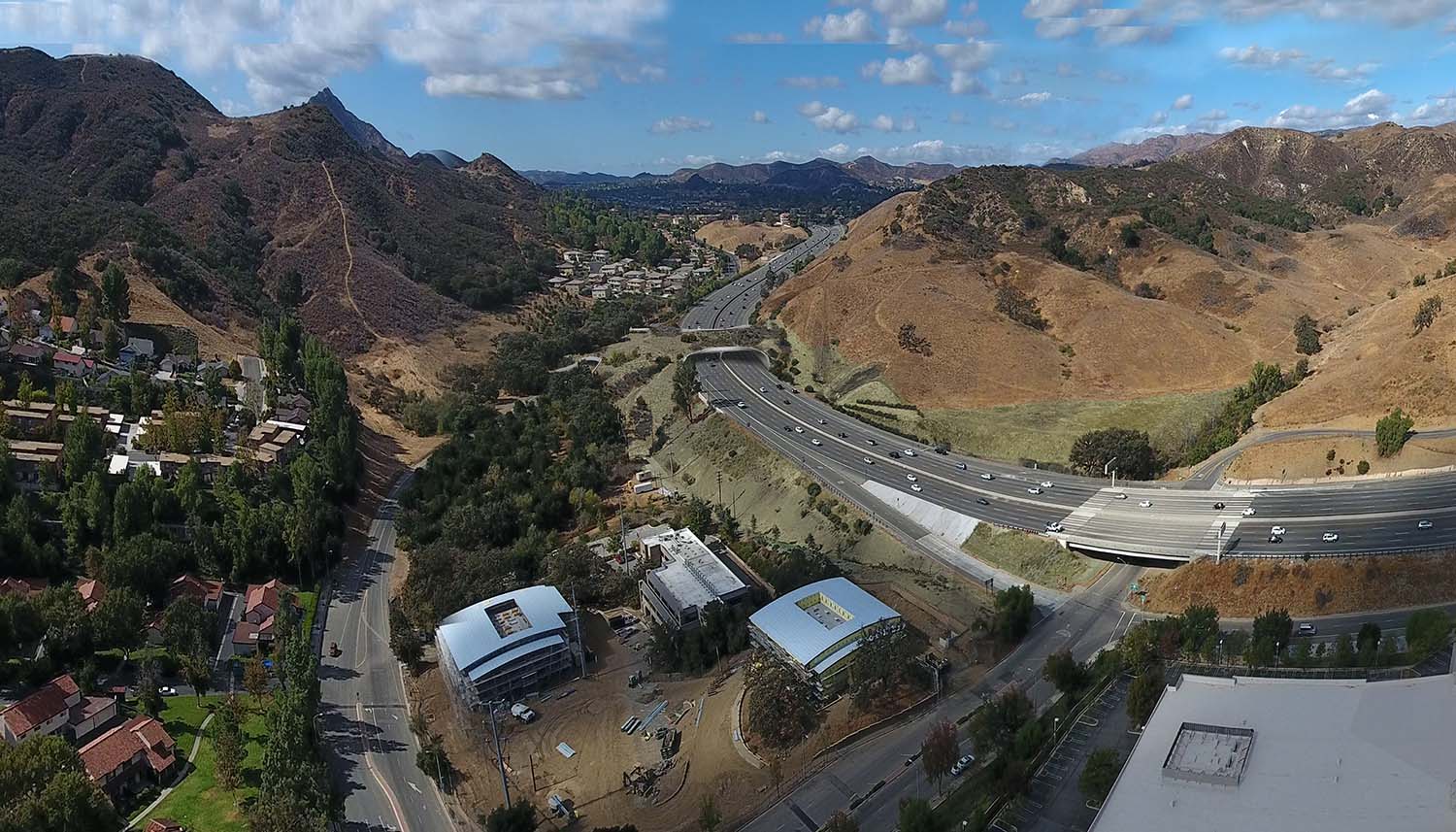 A rendering of a wildlife overpass in Liberty Canyon, California