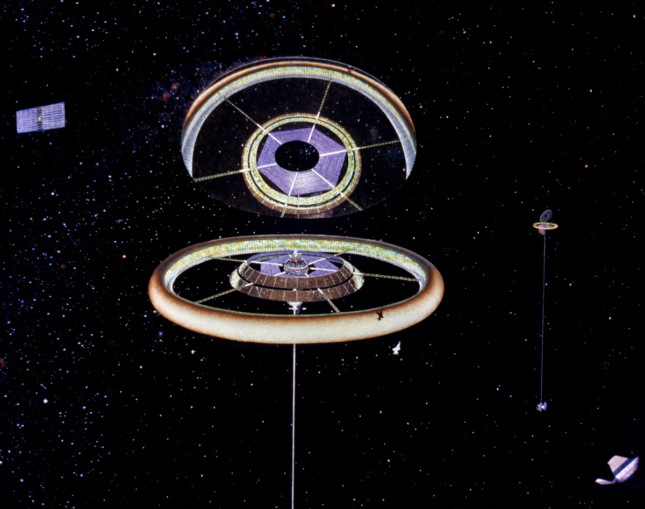Painting of a spaceborne torus colony