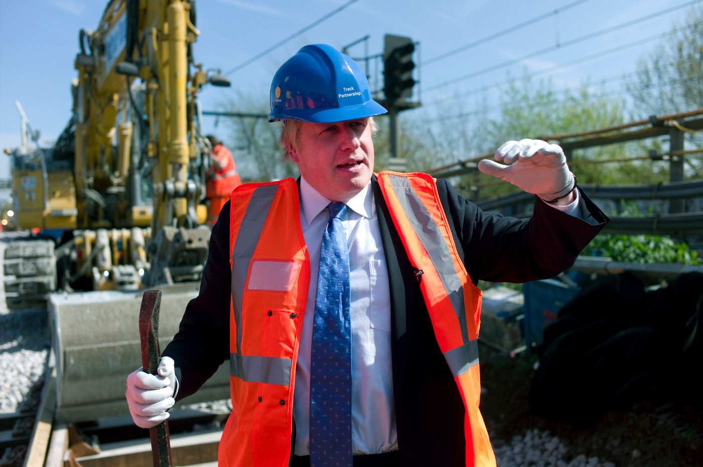 Image of Boris Johnson on construction site