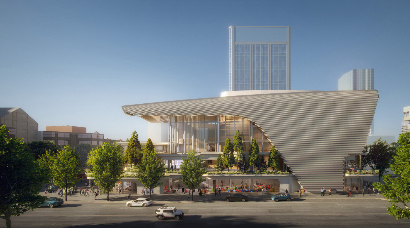 Rendering of the Winspear Project's east elevation