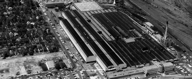 Aerial view of the General Motors Stamping Plant in 1945