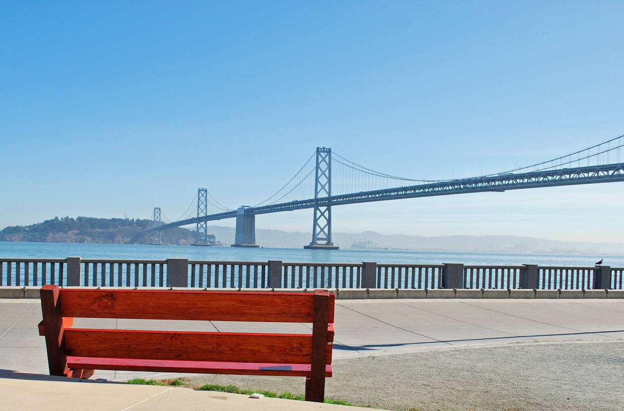 Looking out to Bay Bridge from Embarcadero