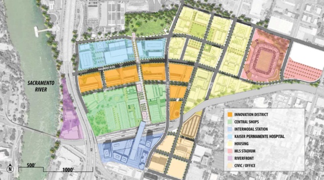Map of potential development within The Railyards 