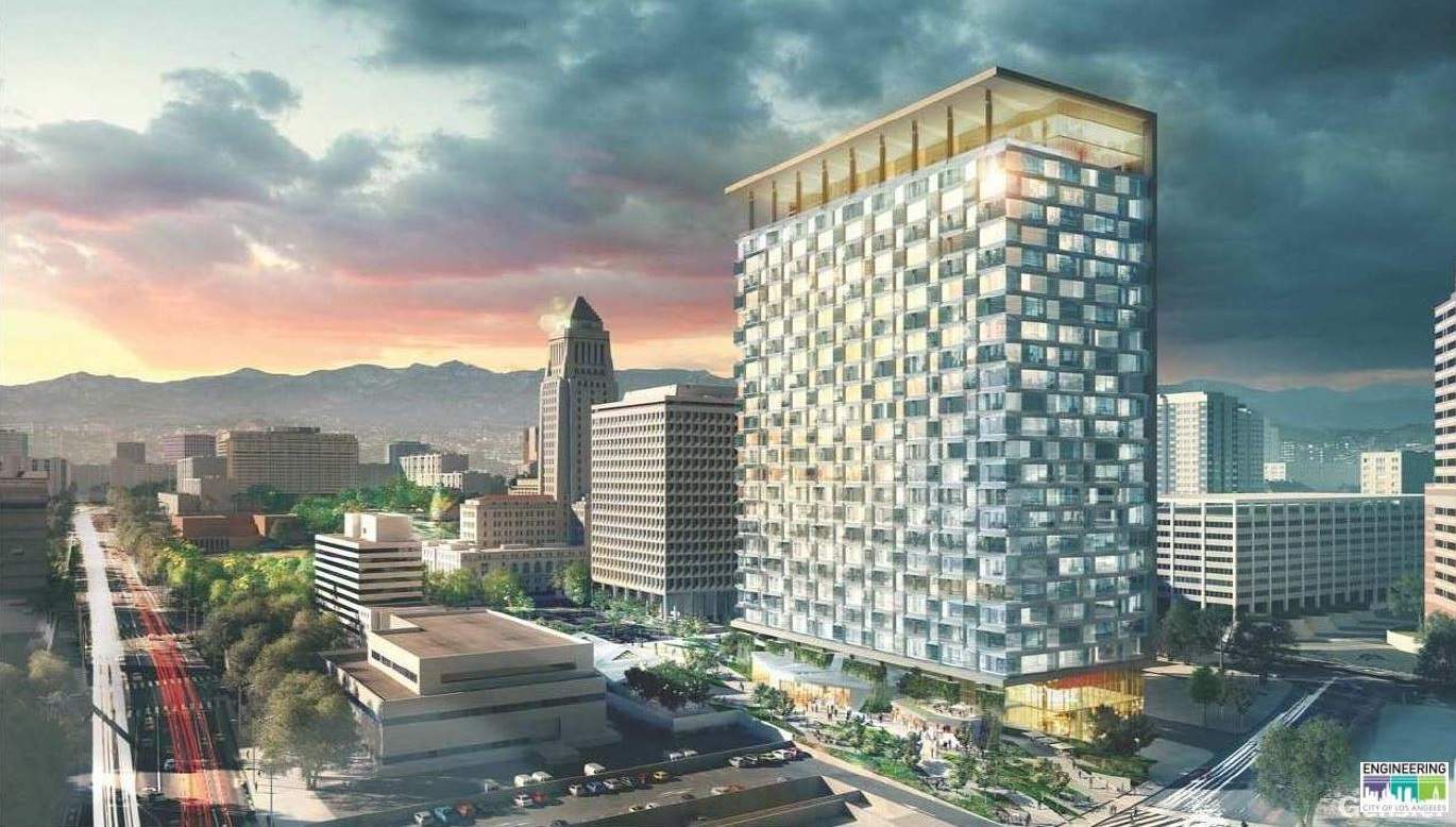 Rendering of office down in L.A., which would replace the demolished Parker Center