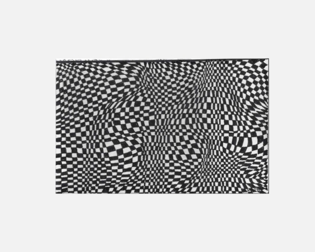 A wavy black and white checkerboard