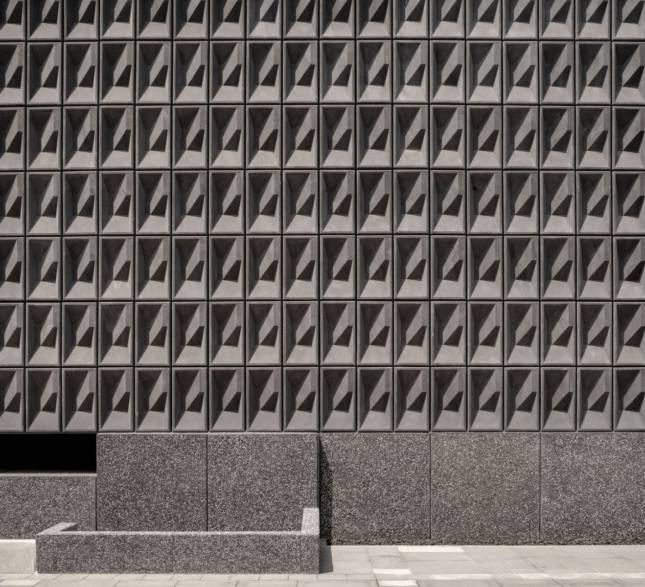 Neri&Hu Aranya Art Center facade, composed of interlocking triangles