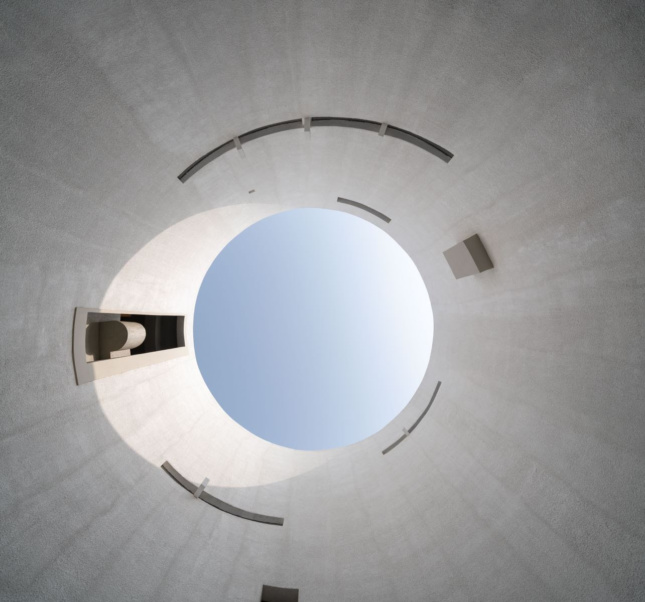 Looking up at a cylindrical skylight