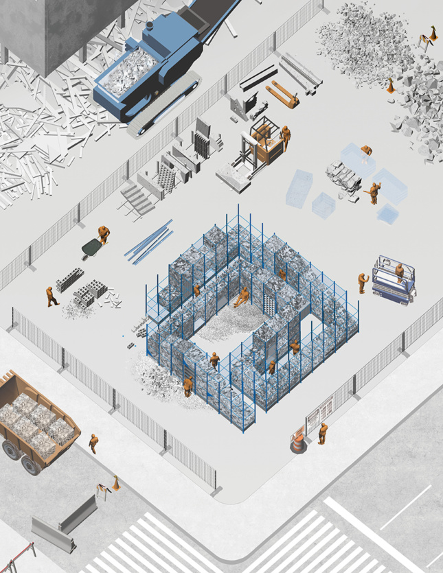 An isometric drawing of a city