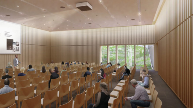 Interior rendering of lecture hall