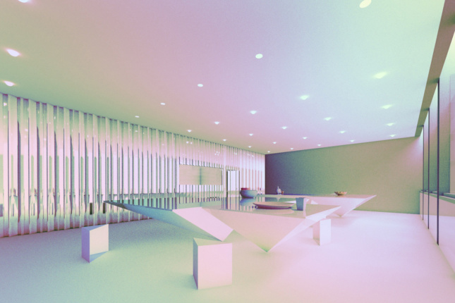 Rendering of the renovated cafe at the Everson Museum of Art