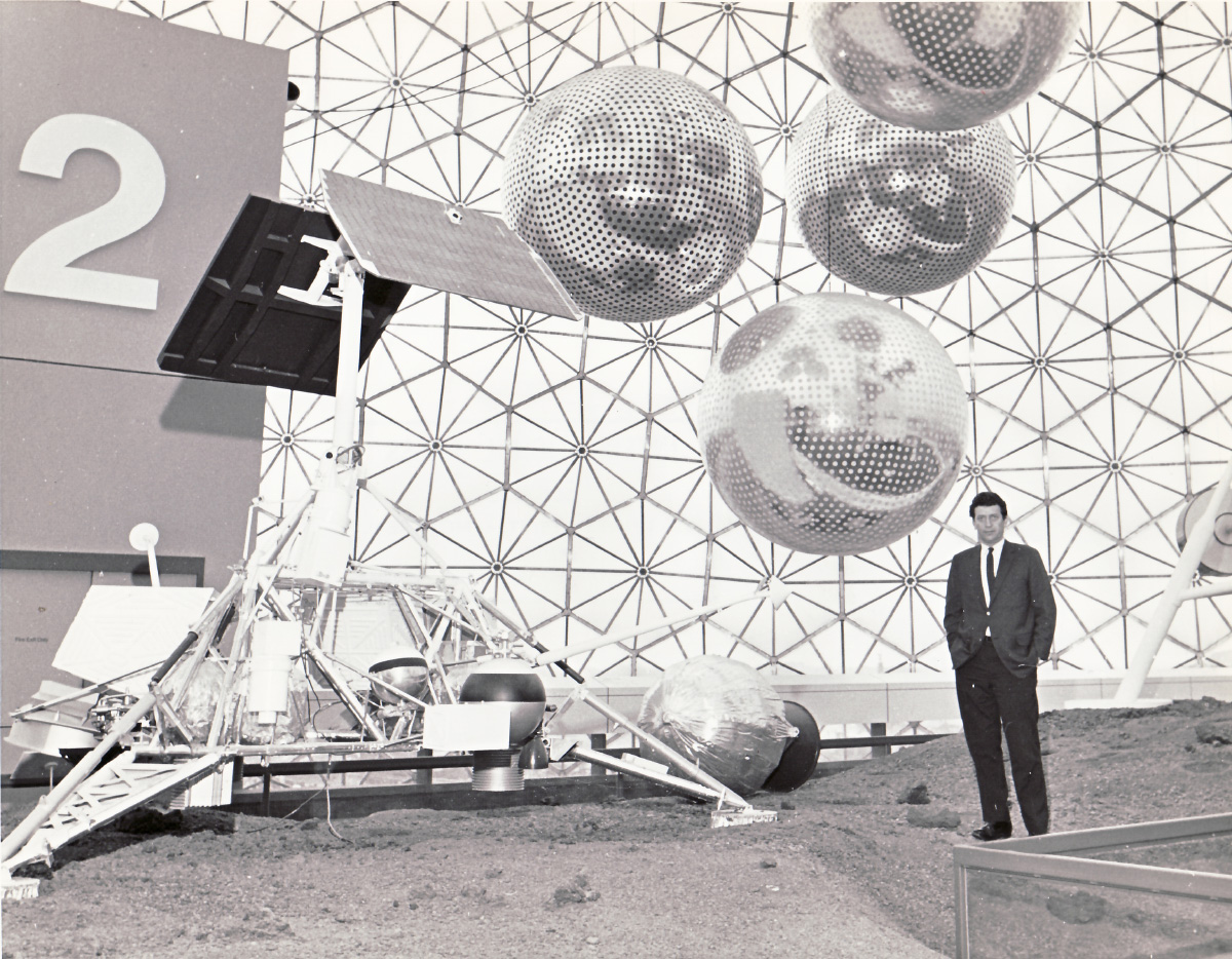 Interior photo of a sphere at the 1967 world's fair