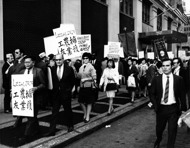 Photo of people walking on a picket line