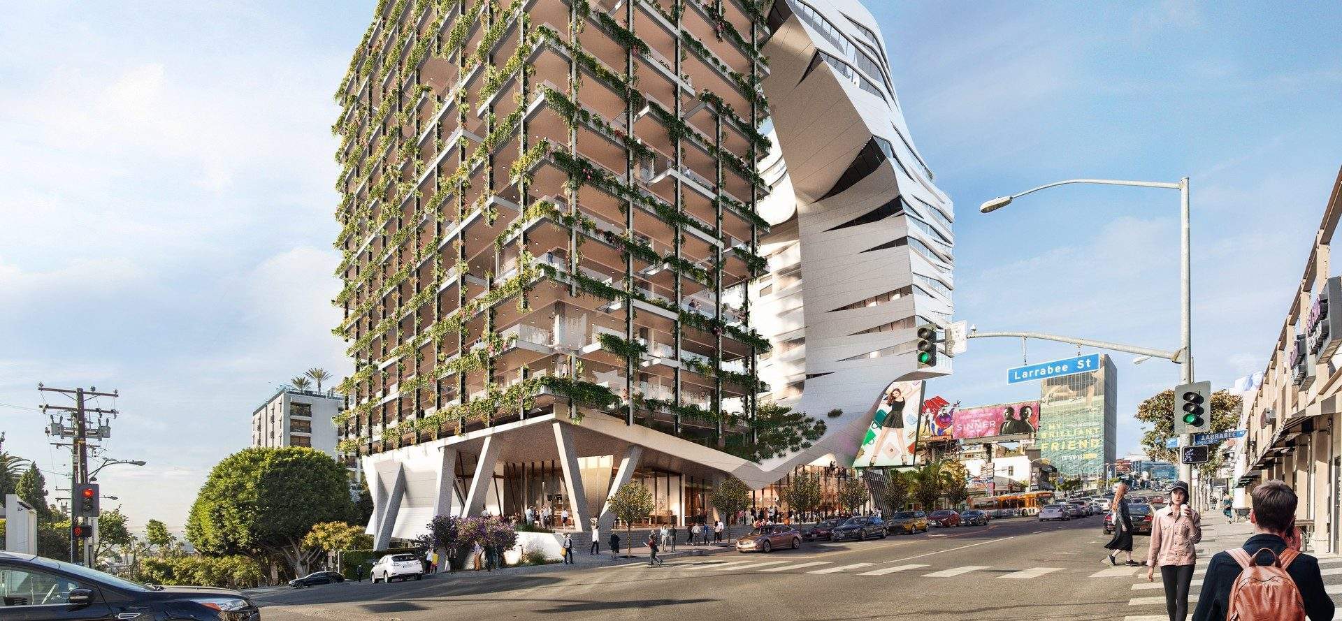 Rendering of the Viper Room replacing claw hotel designed by Morphosis