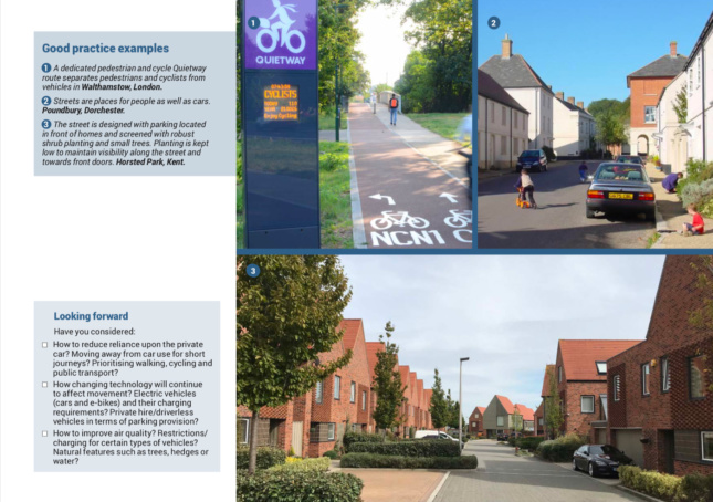A slide in the National Design Guide showing different types of low-rising streets