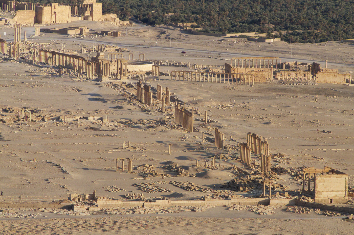 Monumental ruins show the city of Palmyra