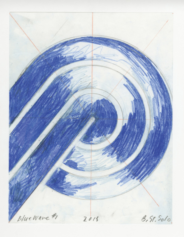 Drawing of a swirling blue ball