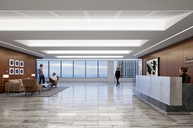 Interior lighting at the Twin Brook Capital Partners Offices