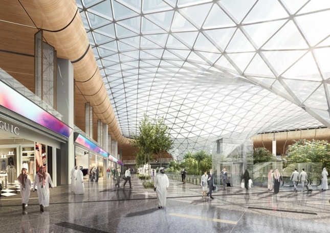 Light-filled shopping hub within airport