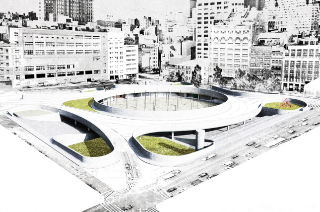 a digital rendering of the park, winner of the unbuilt urban design award