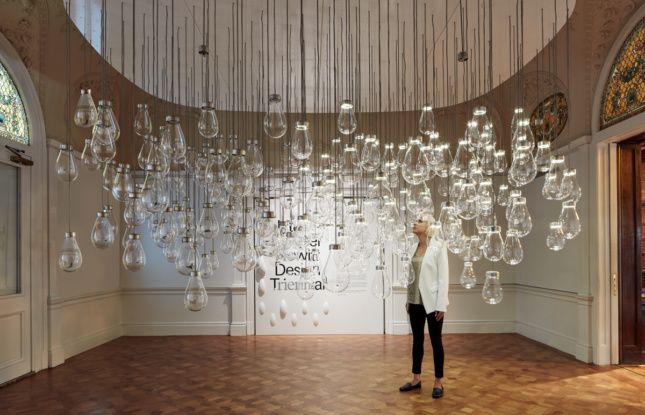 Interior photo of hanging glass bulbs