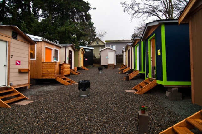 Photo of a tiny house village in Seattle