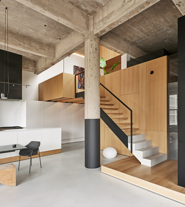 Loft interior with staircase