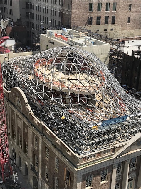 Aerial view of the dome's steel mesh