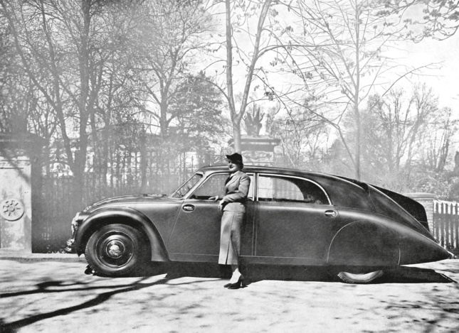 Black-and-white file photo of an old car