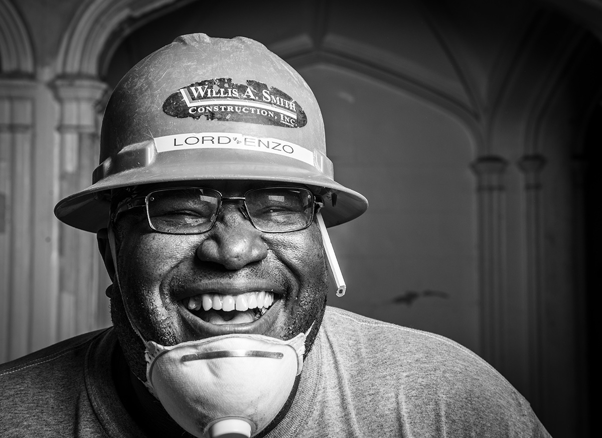Close up image of construction worker smiling in Sarasota