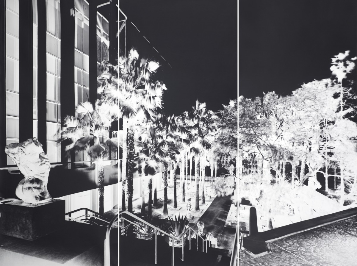 Inverted image of LACMA building shot with camera obscura
