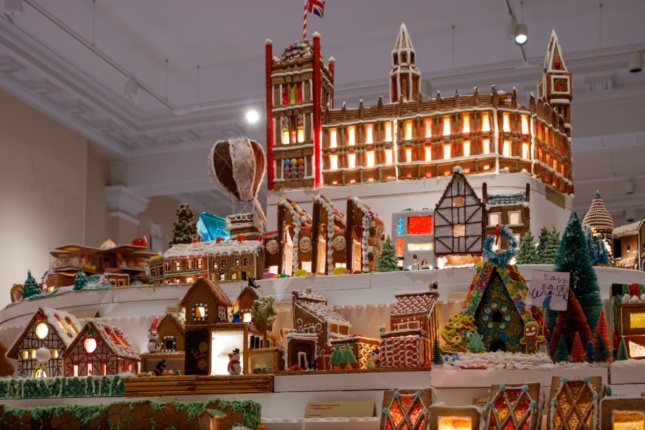 A gingerbread house city designed and built by architects and designers in london