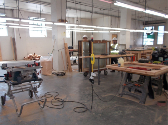 Image of on-site woodworking shop