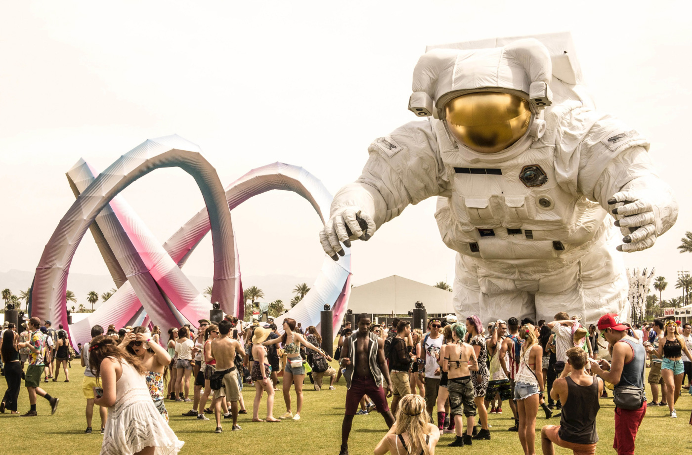 A giant inflatable astronaut at Coachella