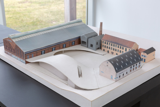 Model of a circular plan with multiple buildings at Art Omi