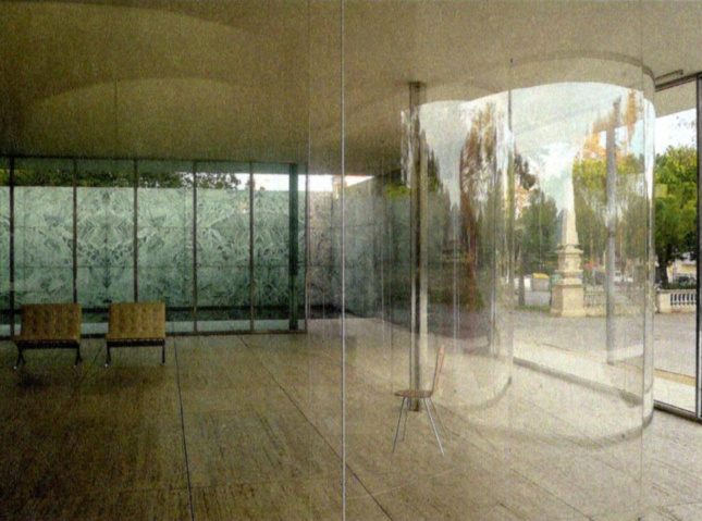 Photograph of curved clear walls