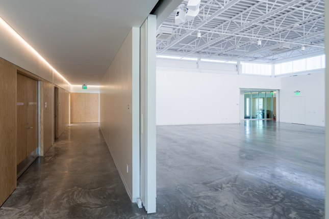 Interior of a studio space in the ArtLab with concrete floors