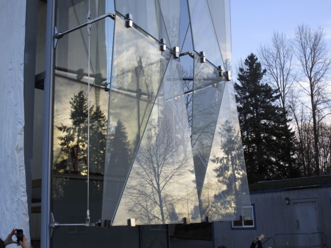 Detail image of Knight Campus glass facade