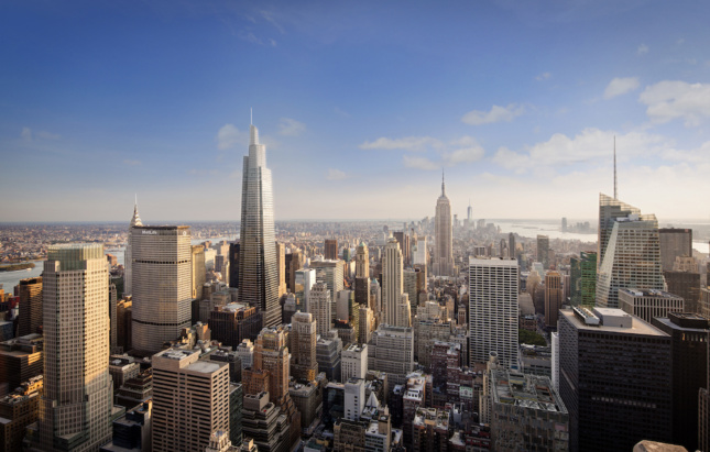 Rendering of One Vanderbilt in relation to the Empire State Building
