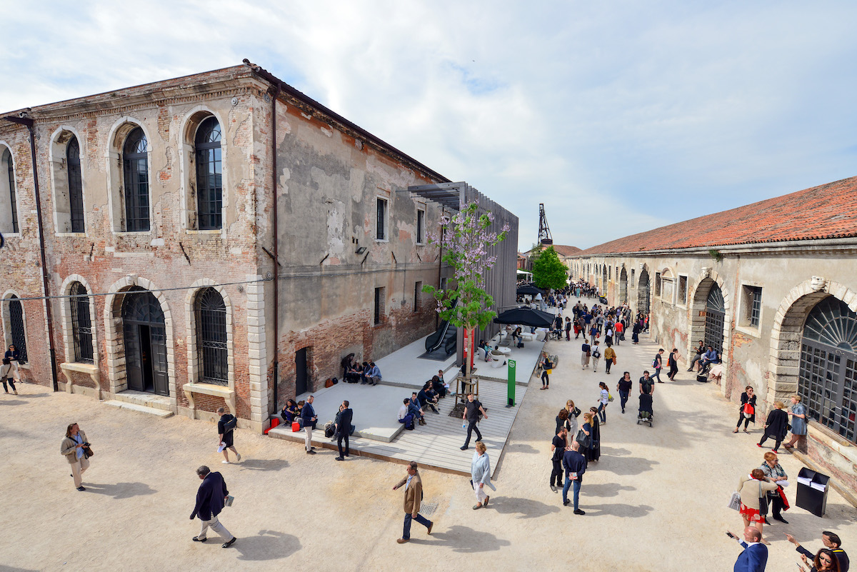 an outdoor photo of arsenale in venice, where the 2020 Venice Architecture Biennale will be held