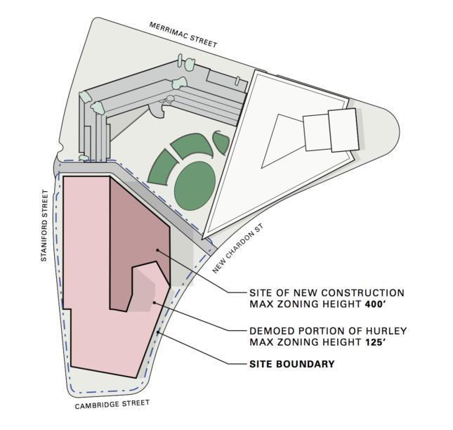 Diagram showing government services site with fully demolished Hurley building footprint