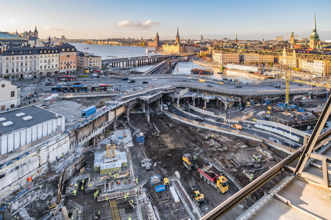 View of Slussen regeneration project, Stockholm, where the new Nobel Center will be located