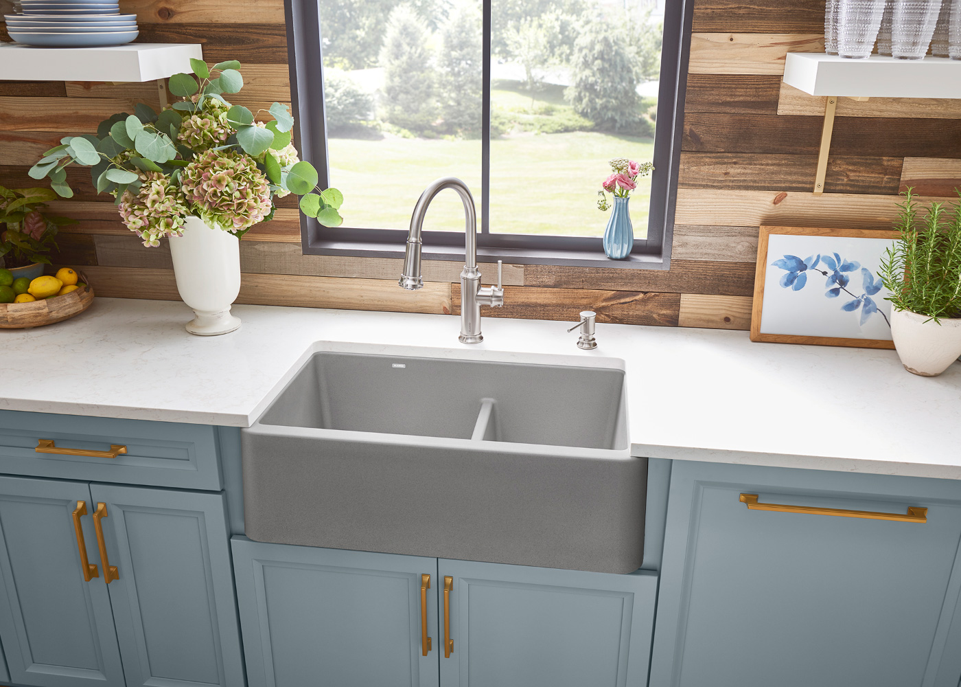 Interior photo of a BLANCO kitchen with neutral sink