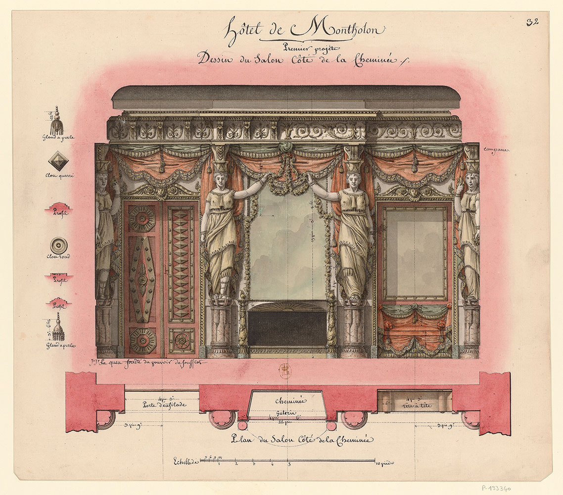 Interior rendering by Jean Jacques Leqeue of the Hotel de Montholon