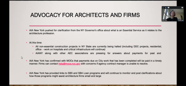 A slide detailing confusion over what the New York construction ban entails