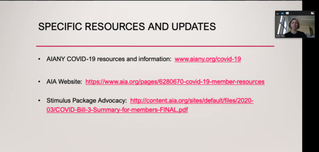 Screenshot directing people to AIA resource pages