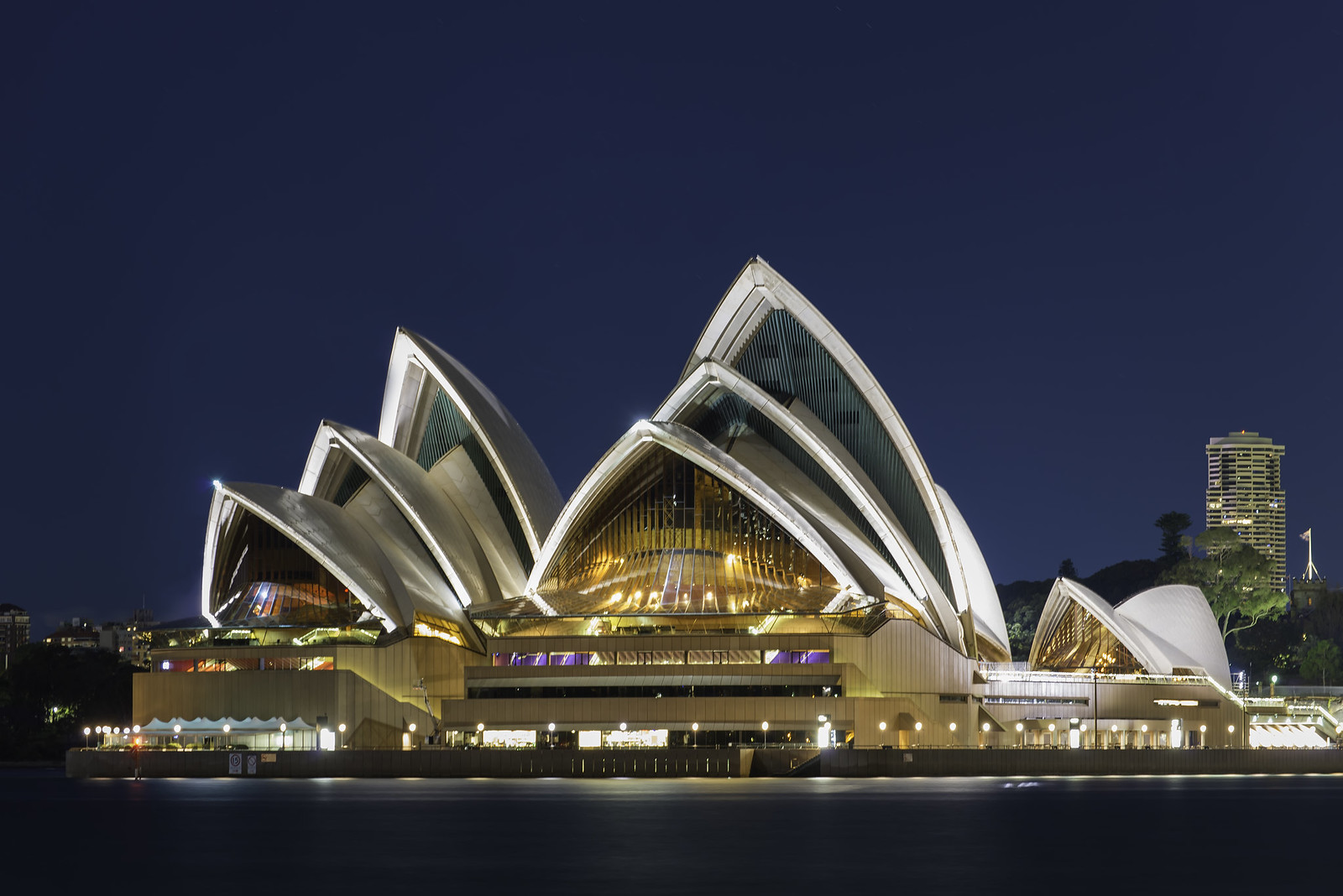 Sydney Opera House illuminated at night