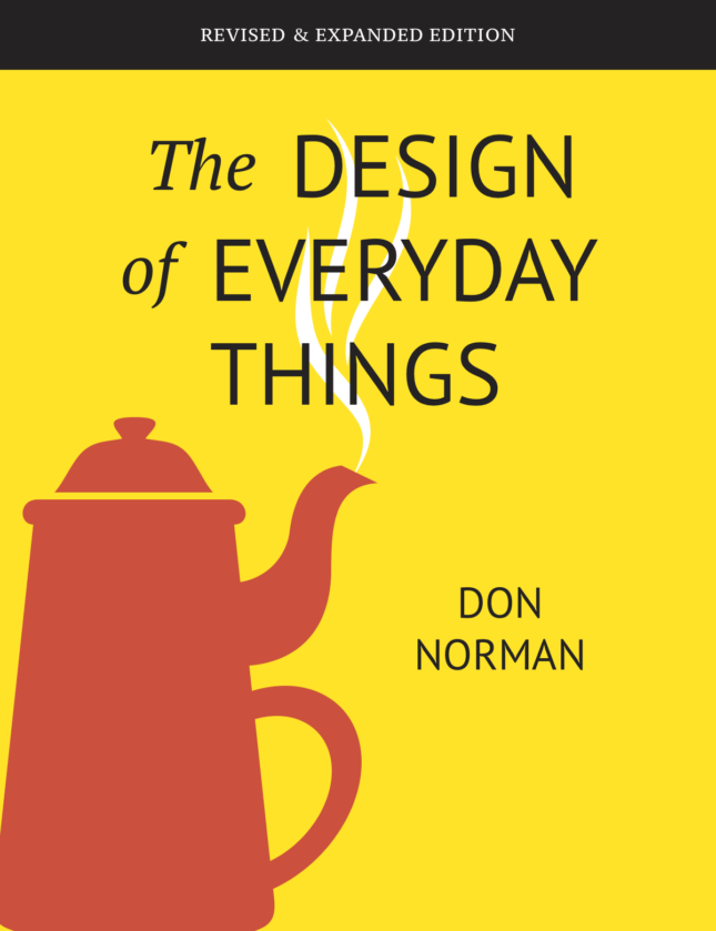 Cover of a yellow book with "the design of everyday things" on the cover